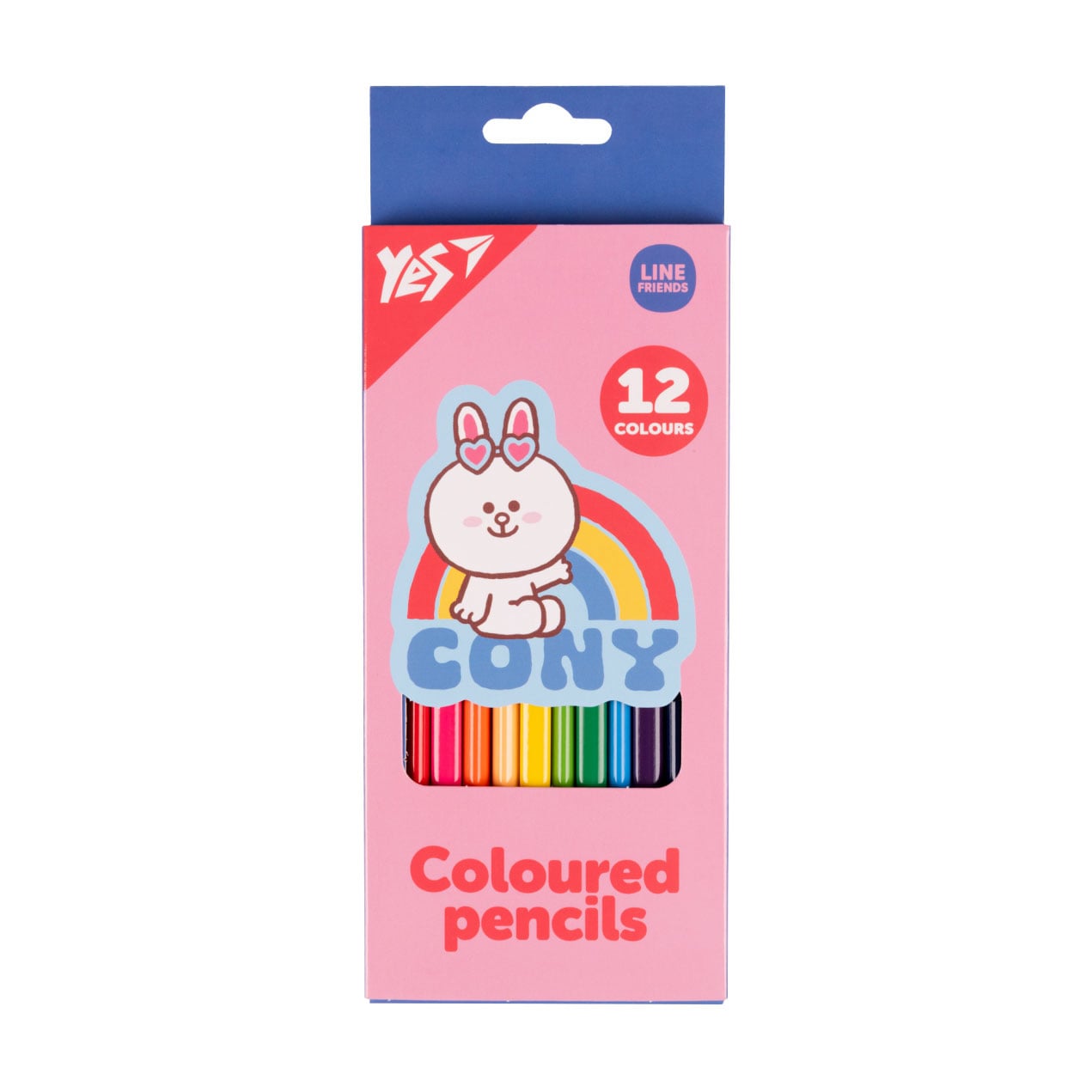 Набір кольорових олівців YES Line Friends рожевий, 12 кольорів (290718)